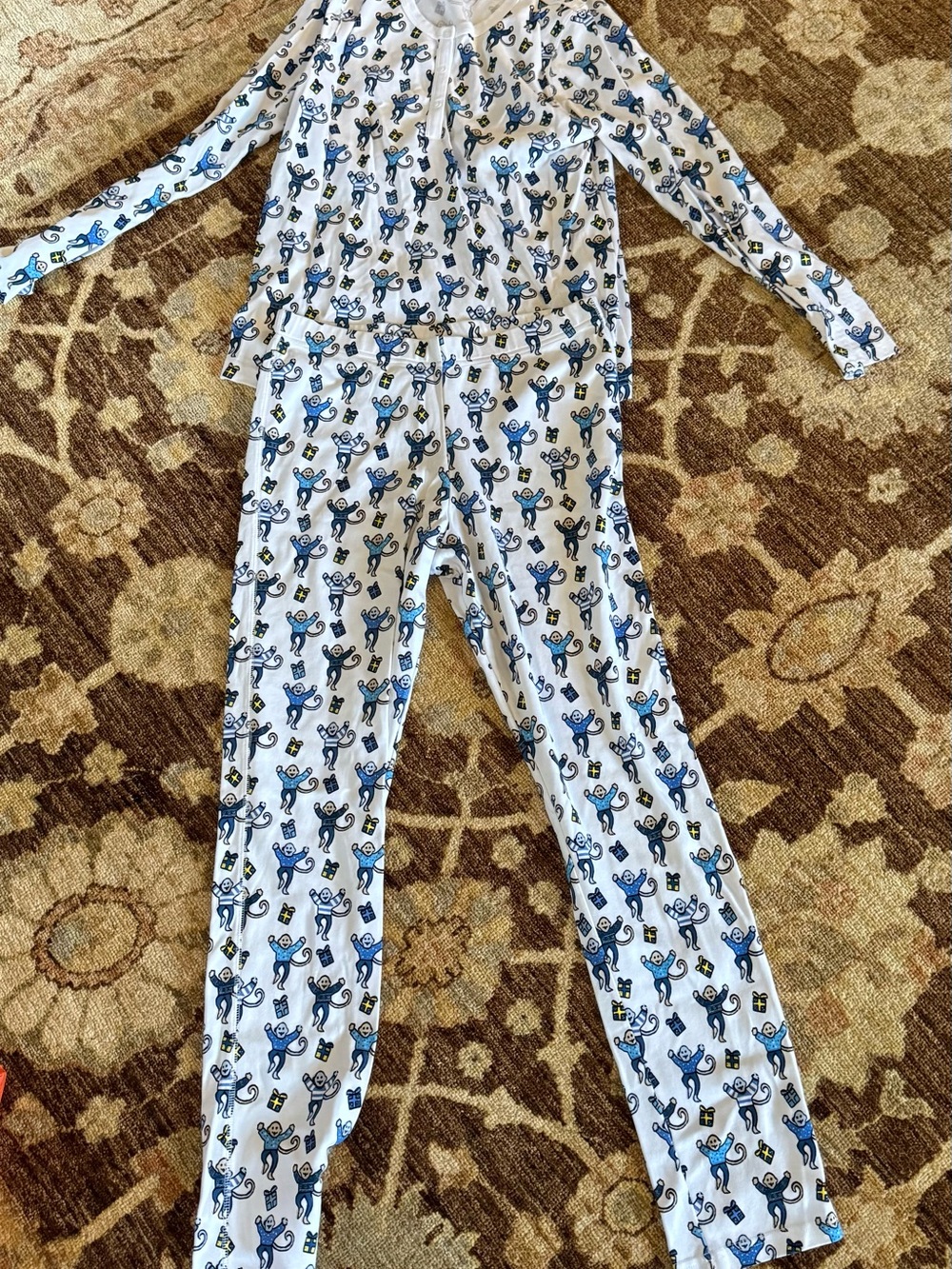 Roller Rabbit White Pajama Set with Blue Character Print